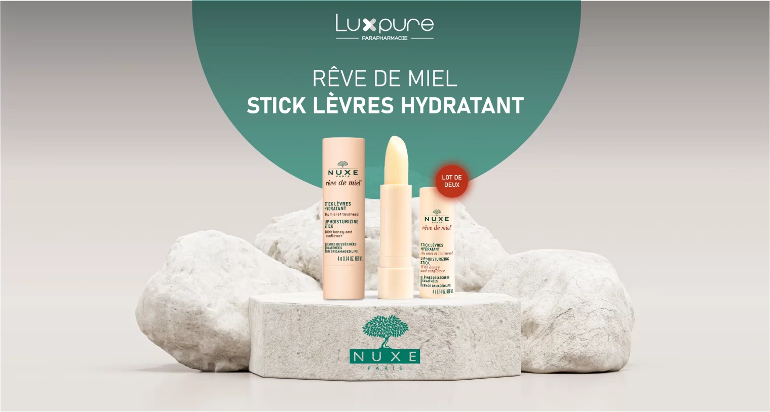 NUXE Rêve de Miel – Stick Lèvres Hydratant Lot de 2